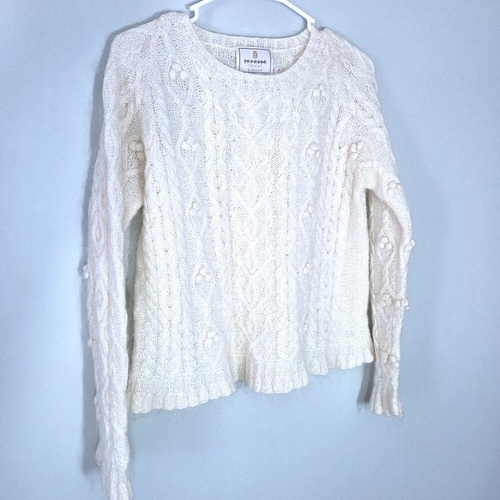 Express Cream Mohair Cable Knit Sweater Size M